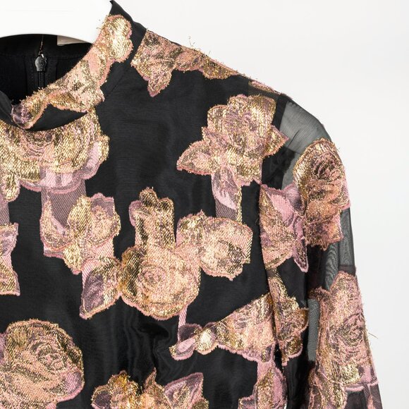 Erdem Effie Black Metallic Floral-Jacquard Organza Dress - Picture 4 of 11